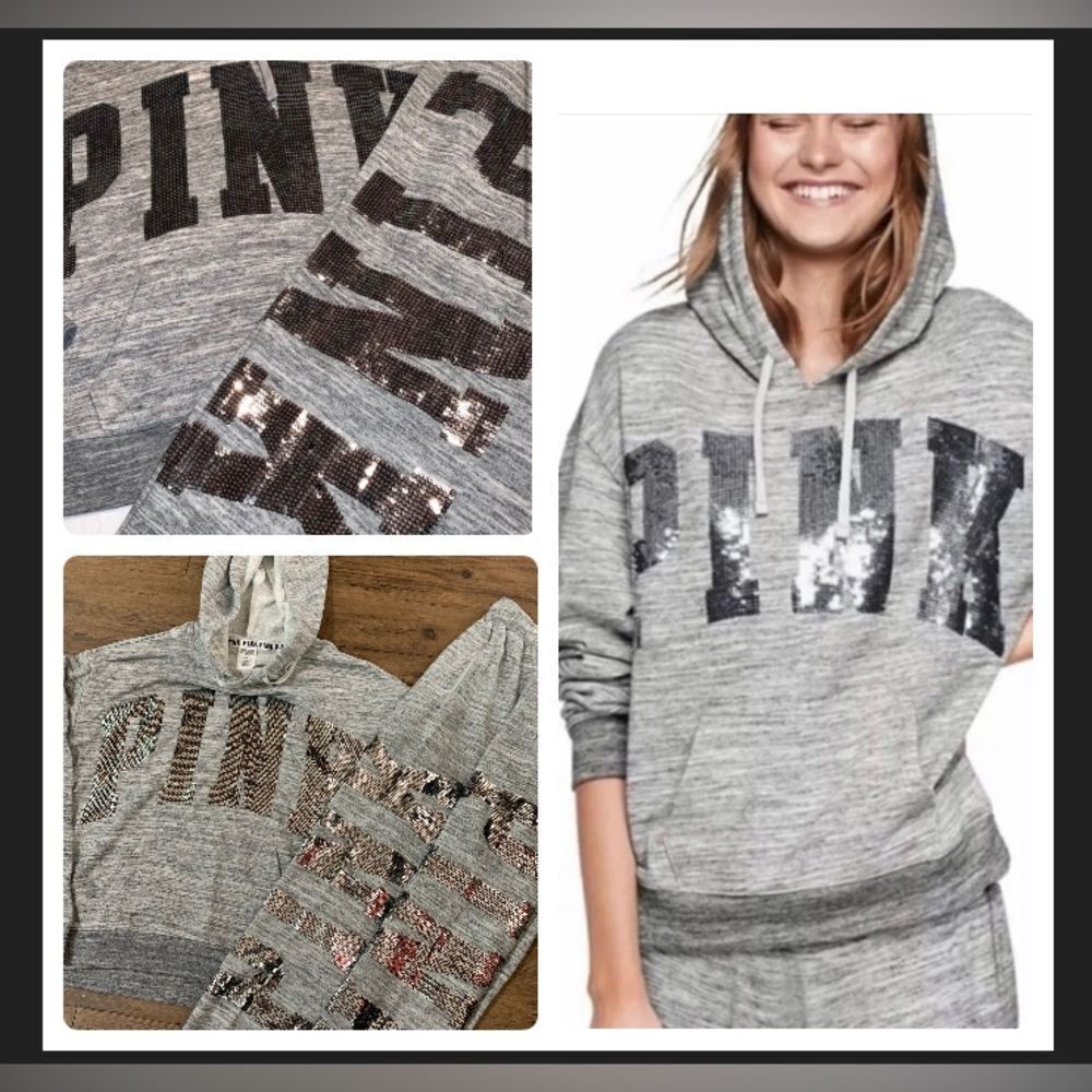 PINK VS BLING HOODIE / CAMPUS PANTS OUTFIT NWT L